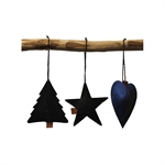 Stjerne, hjerte og juletræ ophæng sort fra OOhh Lübech Living - Tinashjem
